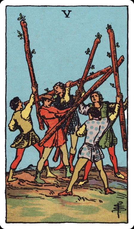 权杖五 tarot card