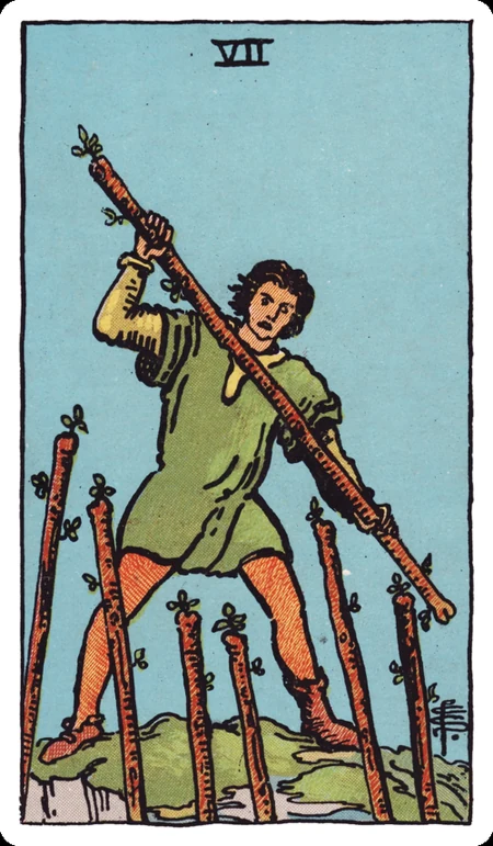 权杖七 tarot card