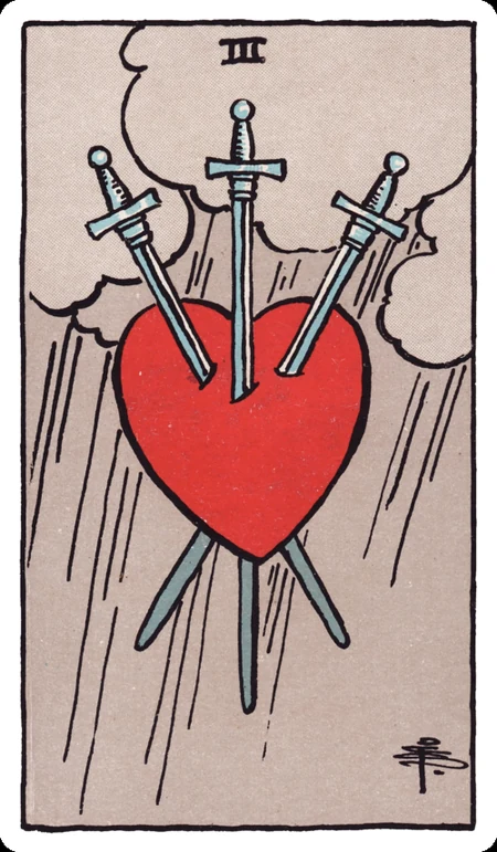 宝剑三 tarot card