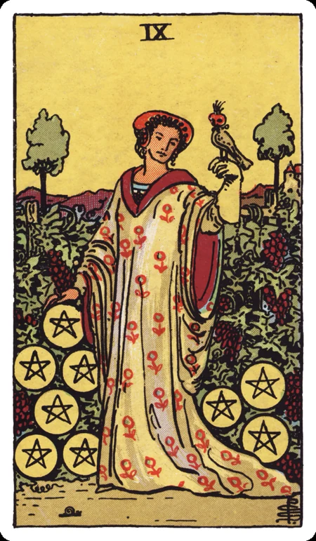 星币九 tarot card